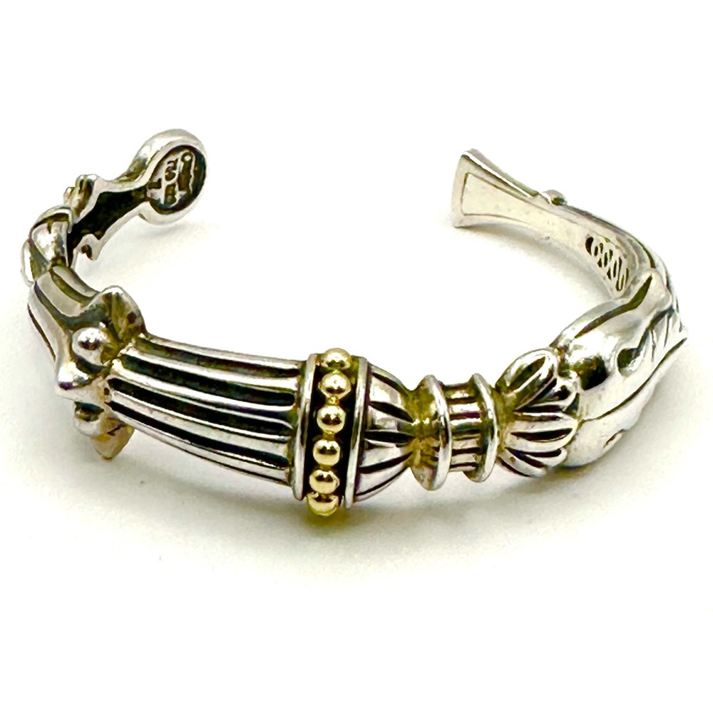 Lagos VINTAGE Caviar Sterling Silver & 18 Kt Gold  Cuff Bracelet